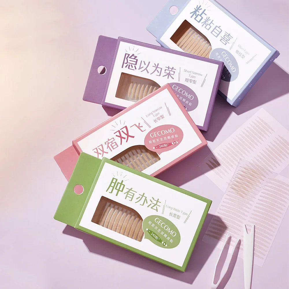 240 PCS Double Eyelid Stickers Natural Invisible And Long-lasting Shaping Big Eye Beauty Tapes For Single Eyelid Person