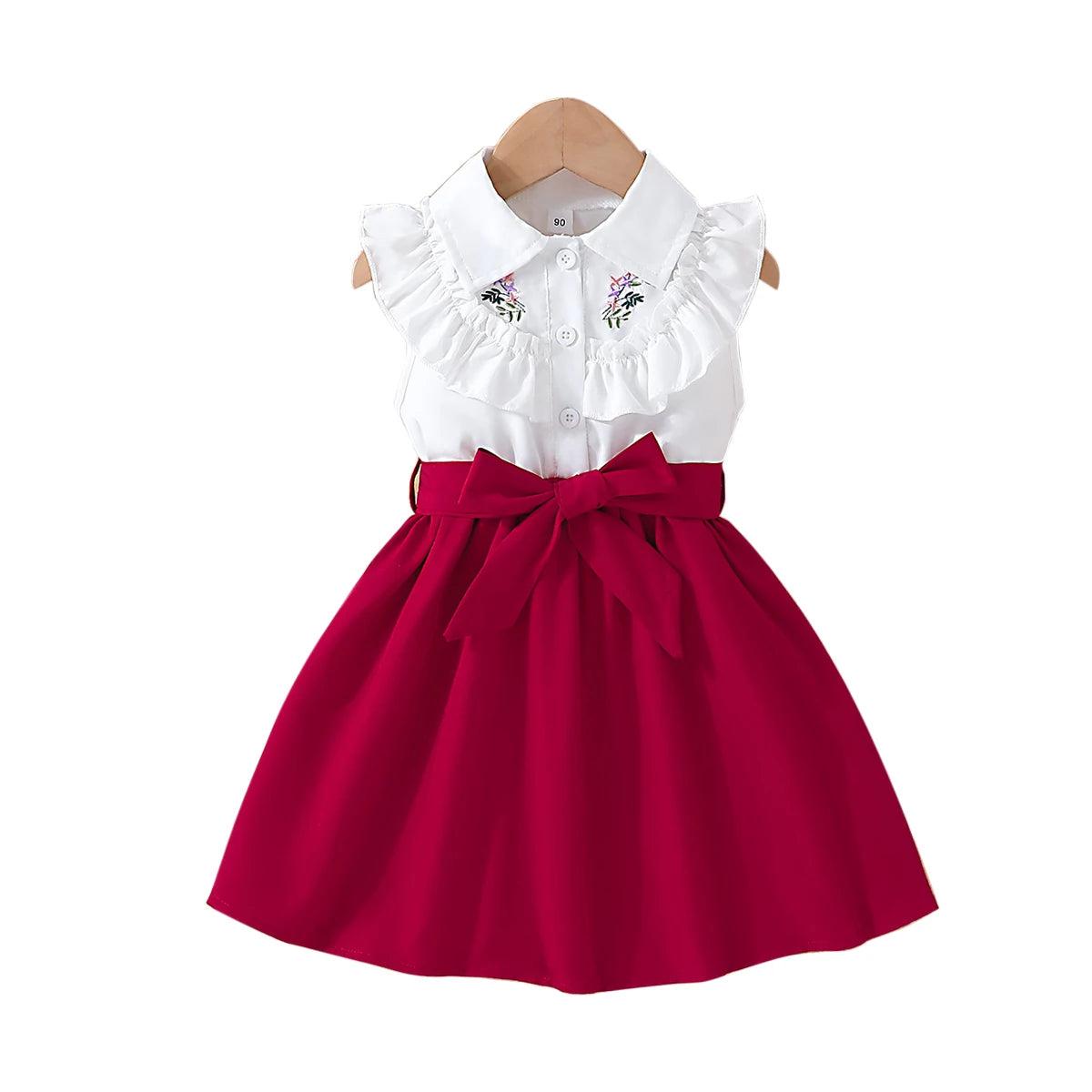 Dress For Kids 2-7 Years old Birthday Ruffled Embroidered Sleeveless Emerald Green Princess Dresses