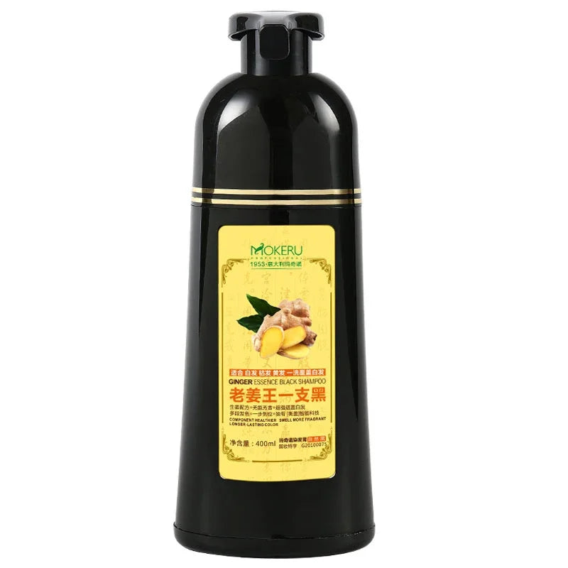 Mokeru 1pc Ginger shampoo Herbal Non Allergic Natural Fast Blacking Gray Hair Dye Black Shampoo Dye For White Hair Coloring