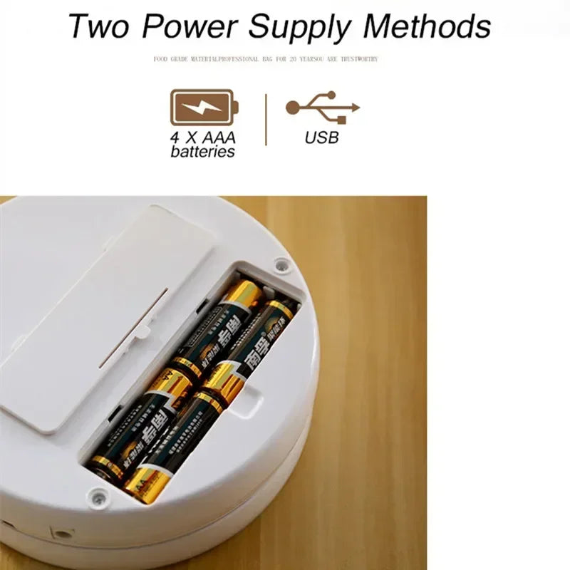 10x Magnifying Makeup Mirror With Light White LED Folding Portable Rotating Double Side Storage Tabletop Batteries USB Charging