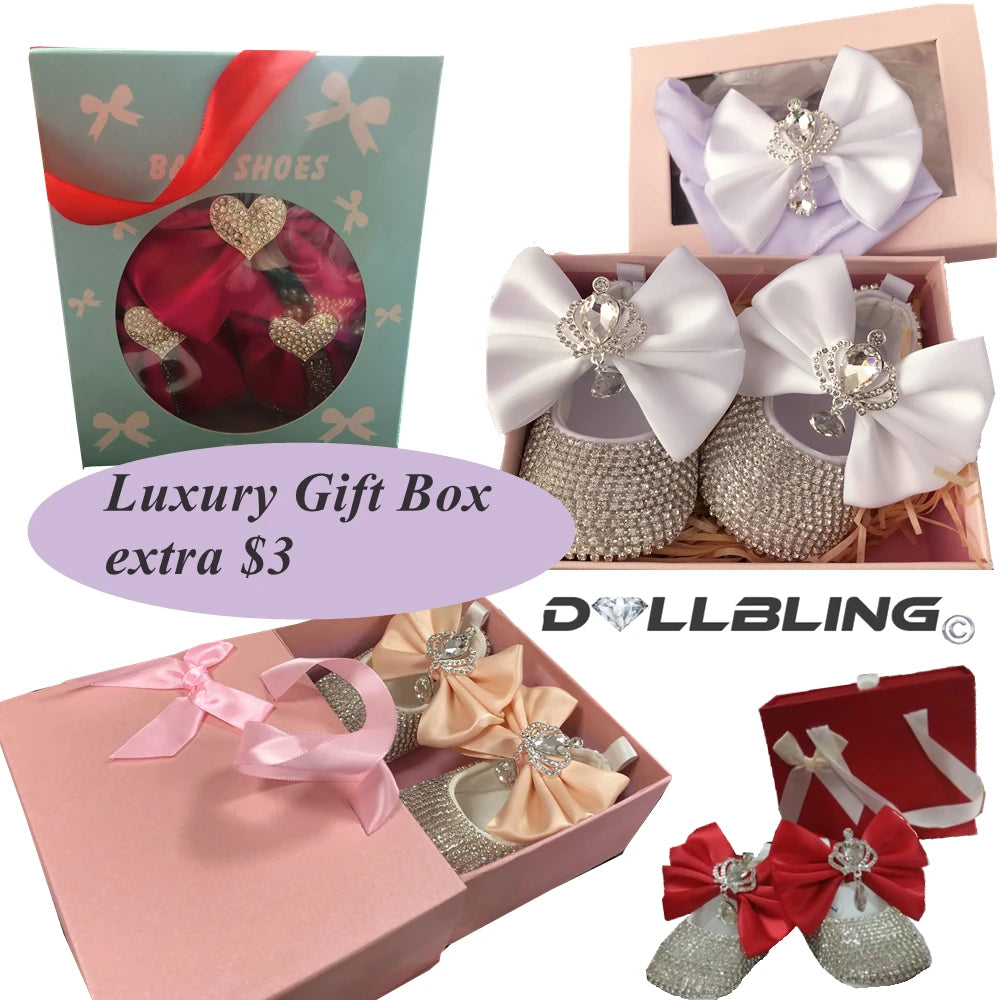 Dollbling Baby Girl Leopard Design Luxury Crown Jewelry Diamond Bling Ballerina Shoes First Communion Outfit Nursery Decoration