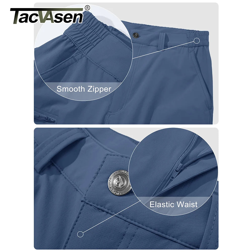 TACVASEN Waterproof Lightweight Hiking Pants Mens Ripstop Quick Dry Cargo Work Pant Outdoor Trekking Hard-wearing Trousers Male