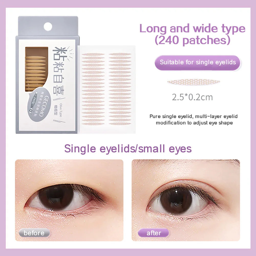 240 PCS Double Eyelid Stickers Natural Invisible And Long-lasting Shaping Big Eye Beauty Tapes For Single Eyelid Person