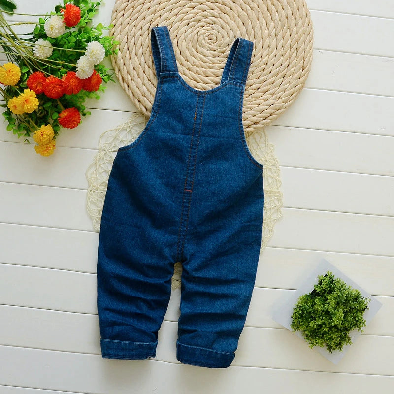 IENENS Baby Girls Overalls Kids Trousers Denim Dungarees Embroidery Butterfly Pants Toddler Infant Jumpsuit 0-4 Years Clothes