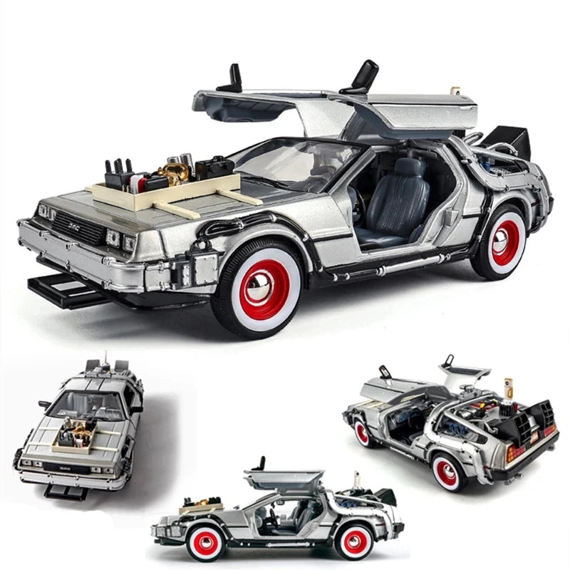 Welly 1:24 DMC-12 DeLorean Time Machine Back to the Future Car Model Diecast Metal Toy Car Model Simulation Collection Kids Gift