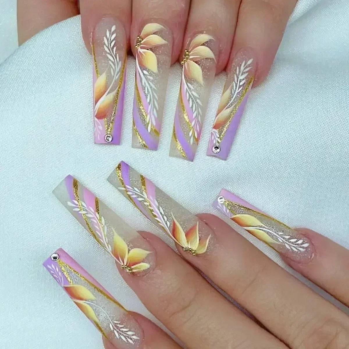 24Pcs Black Ballet False Nails Long Coffin Nail Tips Detachable Press on Nails DIY Manicure Colorful Eyes Designs Fake Nails