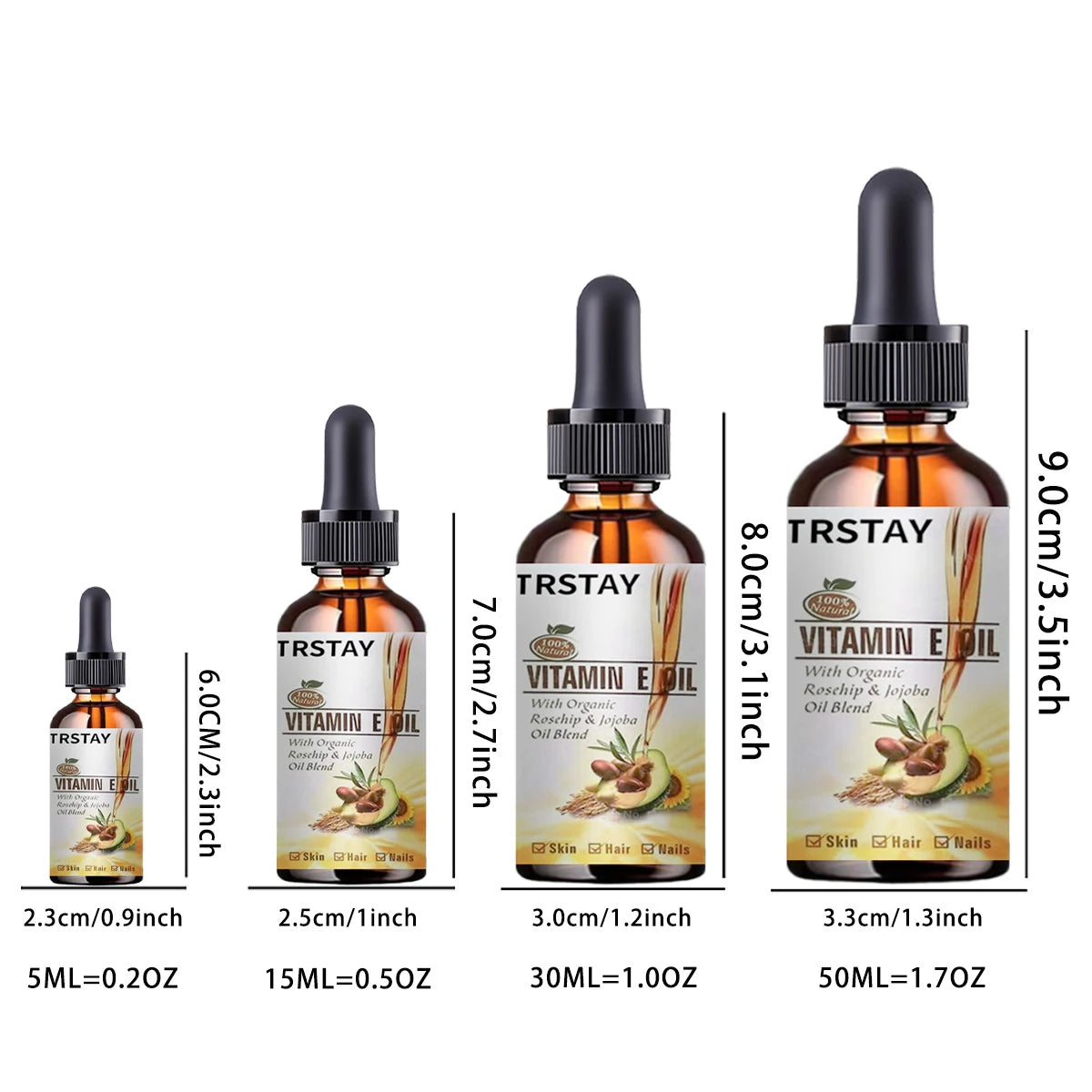 New 100% Pure Natural Vitamin E Oil Face Body Massage Spa Avocado Essential Oils Cold Pressed Moisturizer Serum