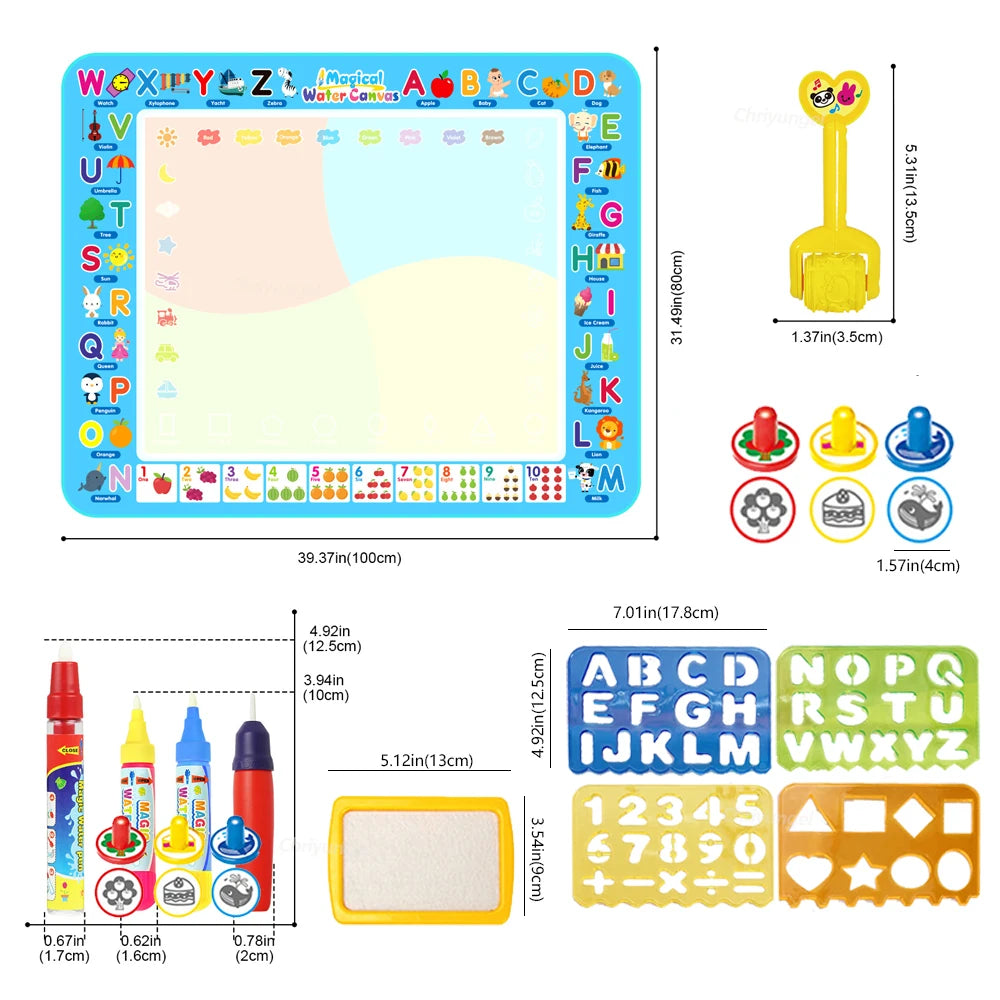 100x80CM Magic Water Drawing Mat with Reusable Magic Pens Doodle