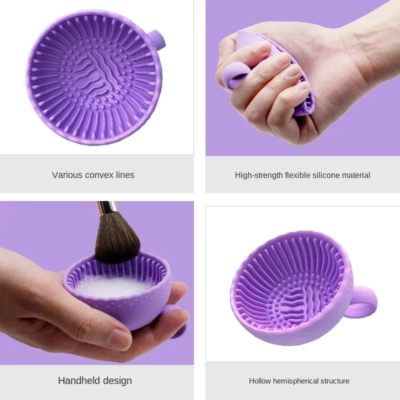 Makeup Brush Cleaner Folding Powder Puff Cleaning Bowl Cosmetic Eyeshadow Brush Clean Mat Cleaning Tool Silicone Scrubber Box