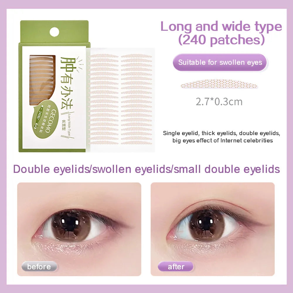 240 PCS Double Eyelid Stickers Natural Invisible And Long-lasting Shaping Big Eye Beauty Tapes For Single Eyelid Person