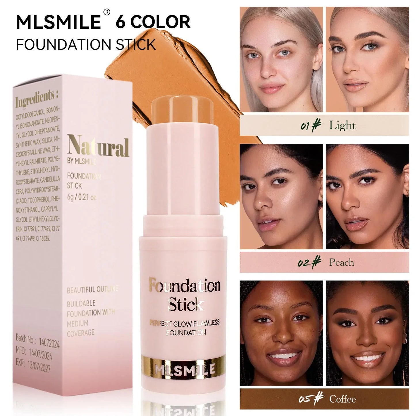 Matte Foundation Stick Oil Control Primer BB Cream Medium Coverage Light Bronzer Sculpt Face Outline Contour Brighten Concealer