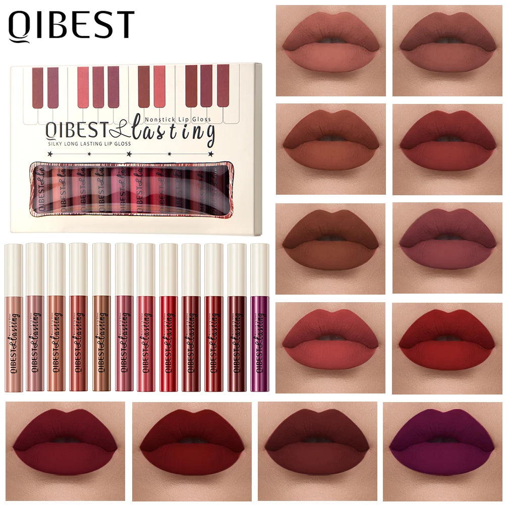 12 non-stick cup lip glaze set velvet matte mist liquid lipstick waterproof