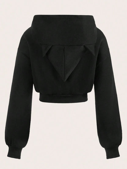 Zip Up Long Sleeve Cropped Hoodie