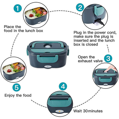 Portable Lunch Box Electric Heat Food Warmer Lunch Box Heating 60w 220v Lunch Box for Adults Work Men Kisd School Rechargeble