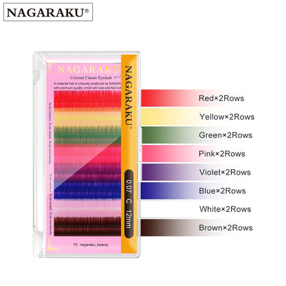 NAGARAKU Mix Color Eyelashes Make up High Quality Soft Natural Synthetic Mink Rainbow Eyelash Extension Supplies 8 Colors Mix