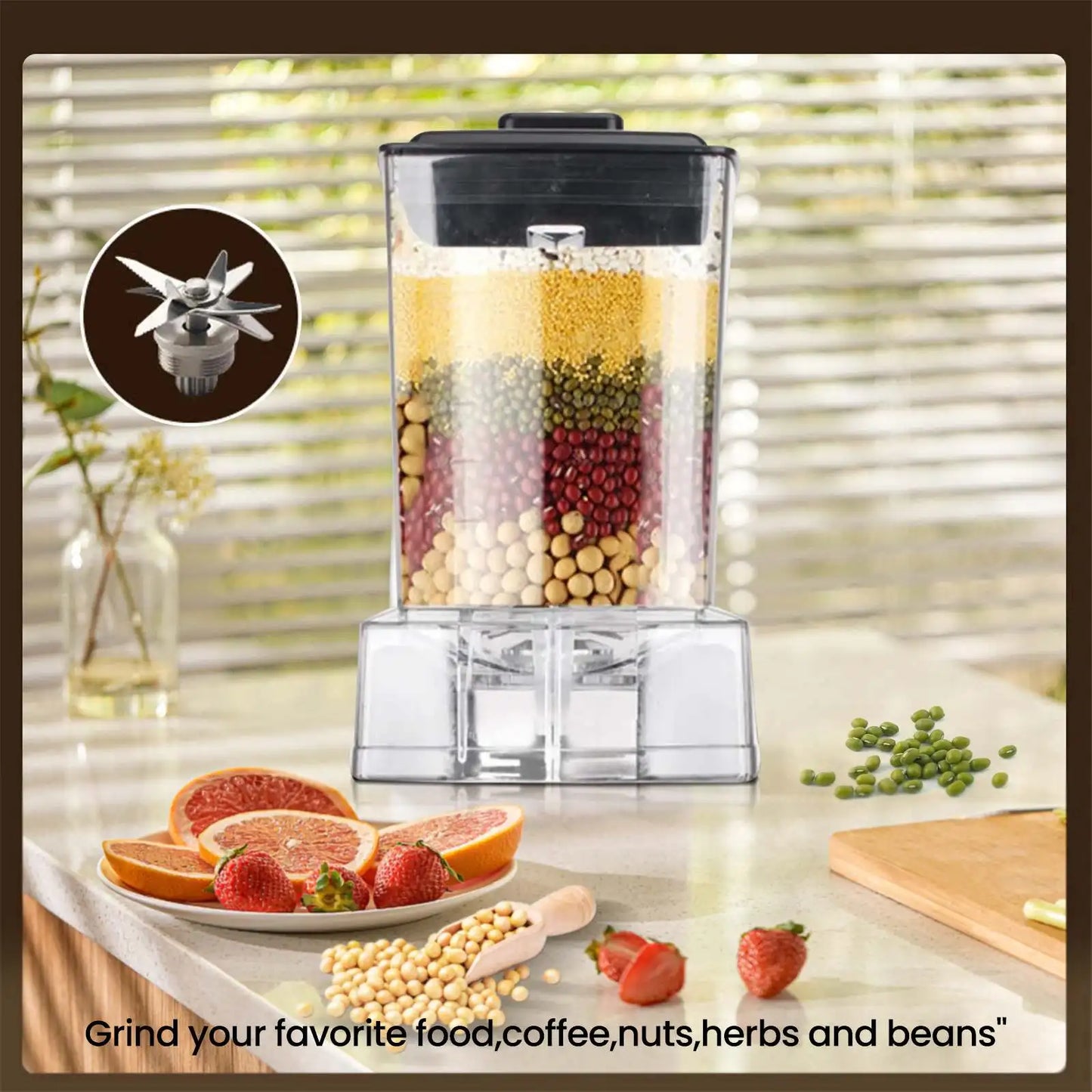 6000W Powerful Electric Blender Mixer Juicer Smoothie Maker Table Blenders 2.5L Container Food Processor Ice Fruit Blender Mixer