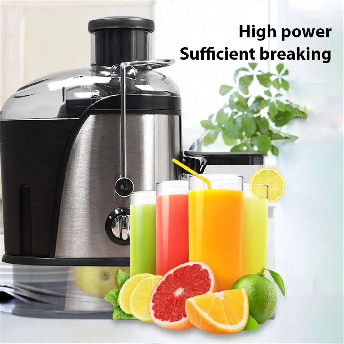 Electric Juicer 400W Stainless Steel Centrifugal Fresh Juice Machine Easy to Clean and Anti-Drip 2 Speeds Fruit Vegetable Juicer