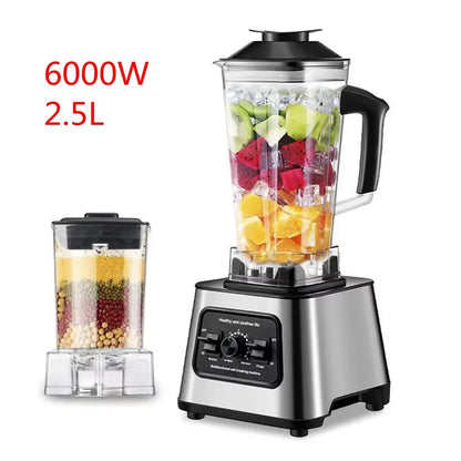 6000W Powerful Electric Blender Mixer Juicer Smoothie Maker Table Blenders 2.5L Container Food Processor Ice Fruit Blender Mixer