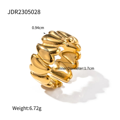 Imitation Pearl Stainless Steel Gold Color Ring for Women Engagement Party