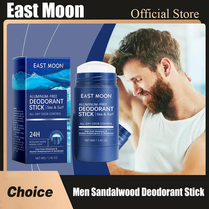 East Moon Men Sandalwood Deodorant Stick Anti Sweating Keep Drying Lasting Fragrance Remove Armpit Odor Underarm Refresh Sticks