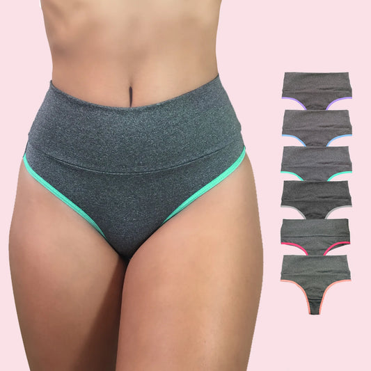 Kit 6 Panties Fitness Waistband High Compression Abdominal Safe Belly-VIÉRE