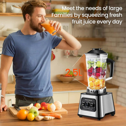 6000W Powerful Electric Blender Mixer Juicer Smoothie Maker Table Blenders 2.5L Container Food Processor Ice Fruit Blender Mixer