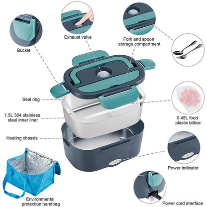 Portable Lunch Box Electric Heat Food Warmer Lunch Box Heating 60w 220v Lunch Box for Adults Work Men Kisd School Rechargeble