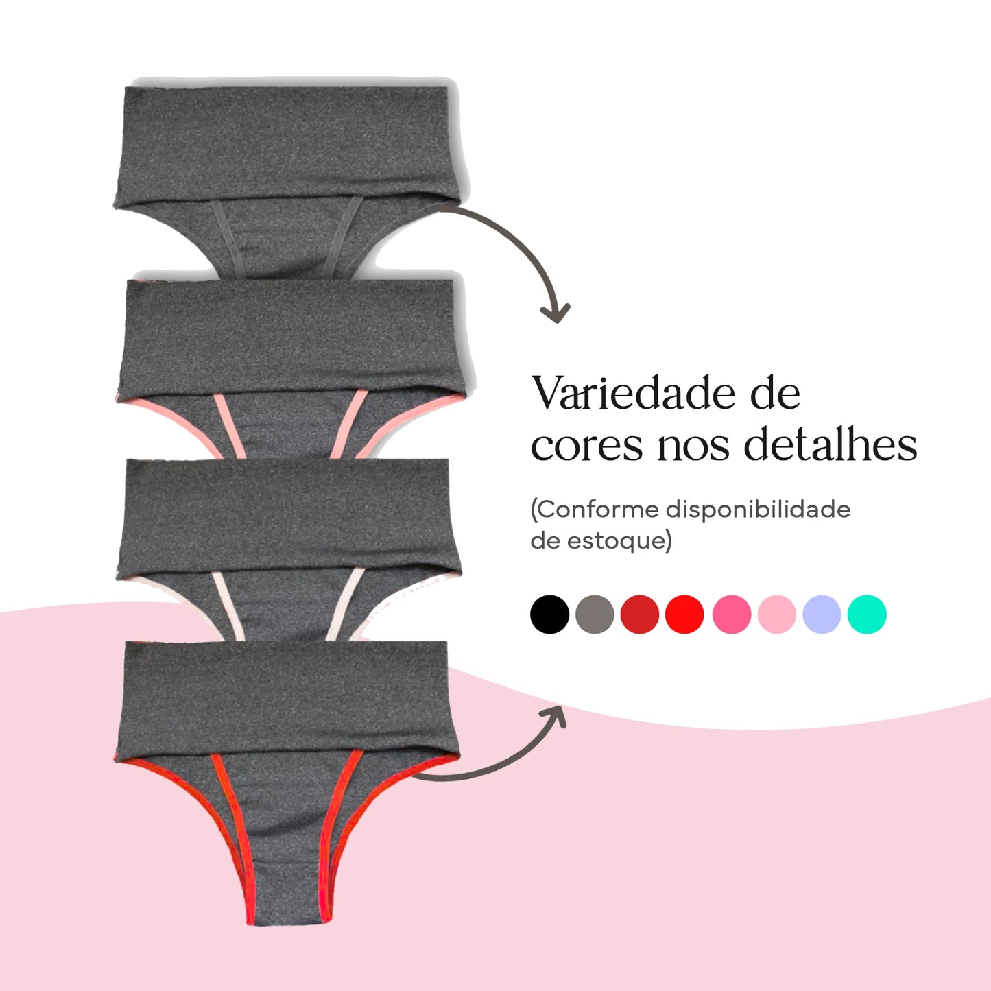 Kit 6 Panties Fitness Waistband High Compression Abdominal Safe Belly-VIÉRE