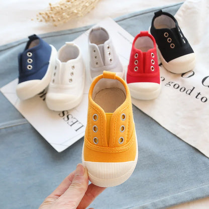 2024 Spring Summer Kids Shoes for Boys Girls Candy Color Children's Casual Canvas Sneakers Soft Kids Fashion Shoes 21-35