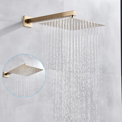 Wall Mounted Concealed Install Brushed Gold Shower Faucets Set Bathroom Shower System Shower Mixer Tap Rainfall Shower Faucet