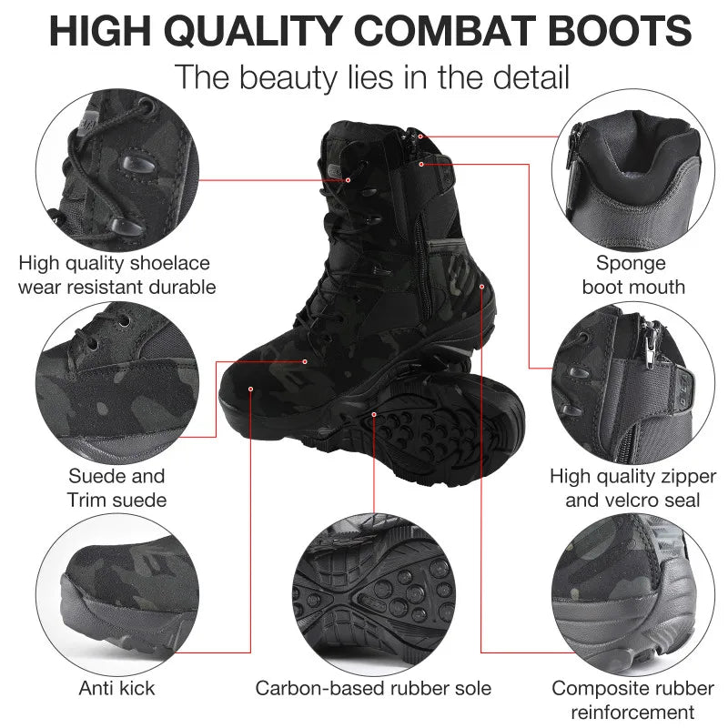 Camouflage Men Boots Work Safty Shoes Men Desert Tactical Military Boots Autumn Winter Special Force Army Ankle Boots Men