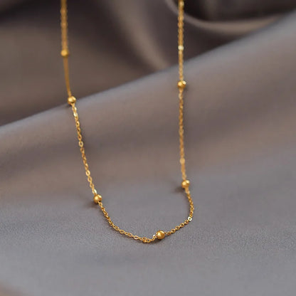 Stainless Steel Gold Color Ball Necklaces