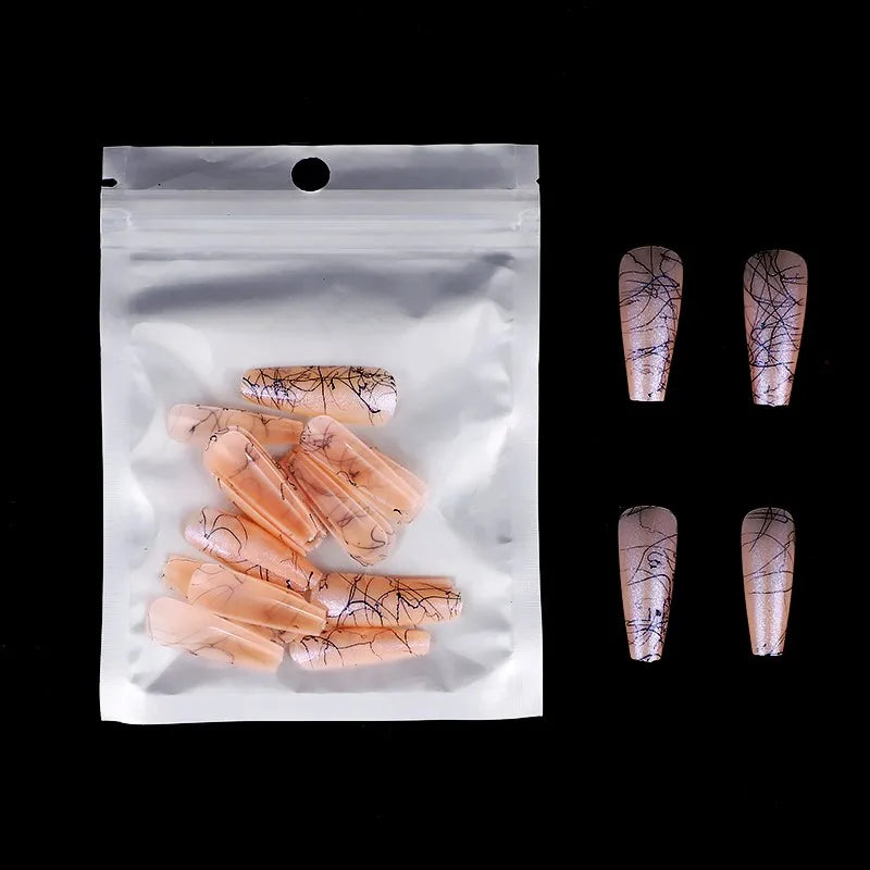 24pcs False Nails Solid Color Long Ballet Fake Nails Full Cover Coffin Nail Tips Press On Nails Kit With Glue Detachable