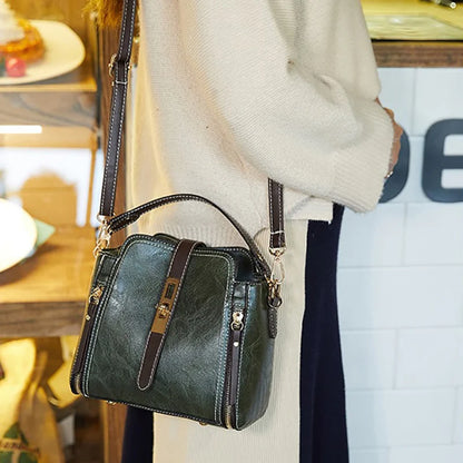 New Arrival PU Leather Bucket Shoulder Bags for Women Solid Color Crossbody Small Handbag Zipper