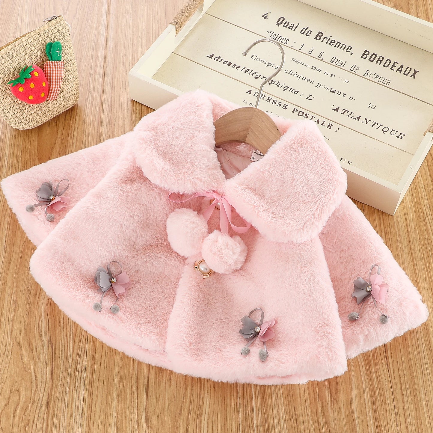 Baby Girl Clothes Winter Jacket Girl Wool Sweater Toddler Windbreaker Fall Winter Warm Cloak Cardigan Bow-Knot Coat Clothes