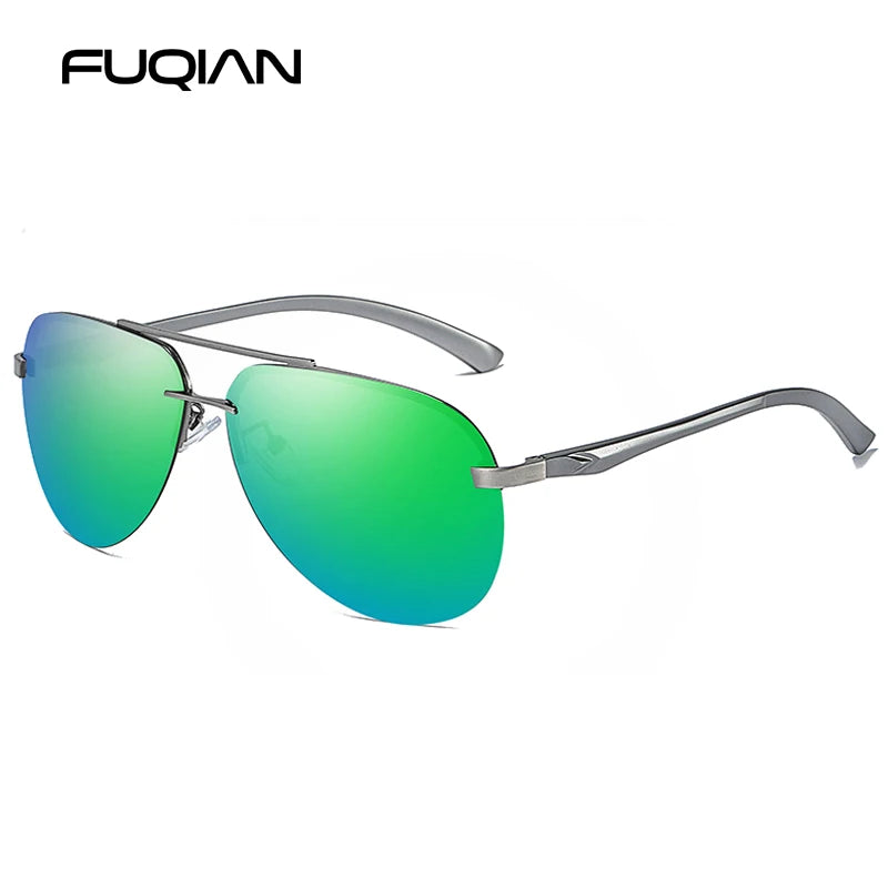 Fashion Rimless Pilot Polarized Sunglasses Men Women High Quality Aluminum Magnesium Sun Glasses Male Classic Driving Shades