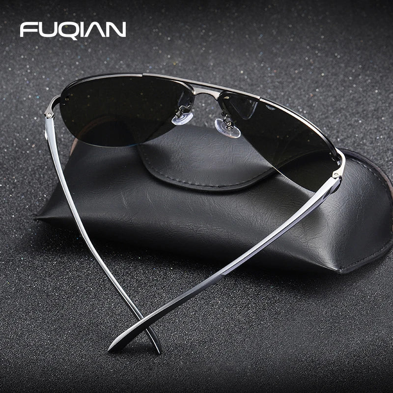 Fashion Rimless Pilot Polarized Sunglasses Men Women High Quality Aluminum Magnesium Sun Glasses Male Classic Driving Shades