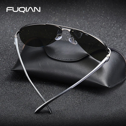 Fashion Rimless Pilot Polarized Sunglasses Men Women High Quality Aluminum Magnesium Sun Glasses Male Classic Driving Shades