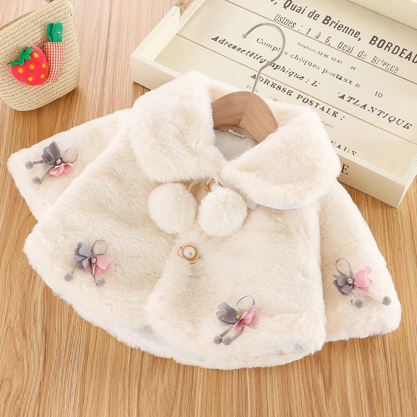 Baby Girl Clothes Winter Jacket Girl Wool Sweater Toddler Windbreaker Fall Winter Warm Cloak Cardigan Bow-Knot Coat Clothes