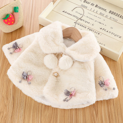 Baby Girl Clothes Winter Jacket Girl Wool Sweater Toddler Windbreaker Fall Winter Warm Cloak Cardigan Bow-Knot Coat Clothes