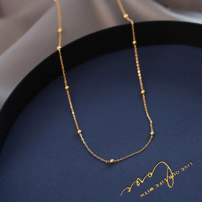 Stainless Steel Gold Color Ball Necklaces