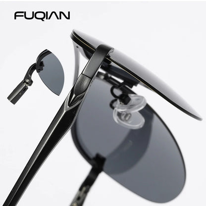 Fashion Rimless Pilot Polarized Sunglasses Men Women High Quality Aluminum Magnesium Sun Glasses Male Classic Driving Shades