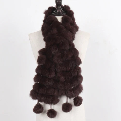 Women Winter Warm Real Rabbit Fur Scarf Hot Sale Natural Rabbit Fur Muffler 2024 Lady 100% Genuine Fur Scarves Wholesale Retail