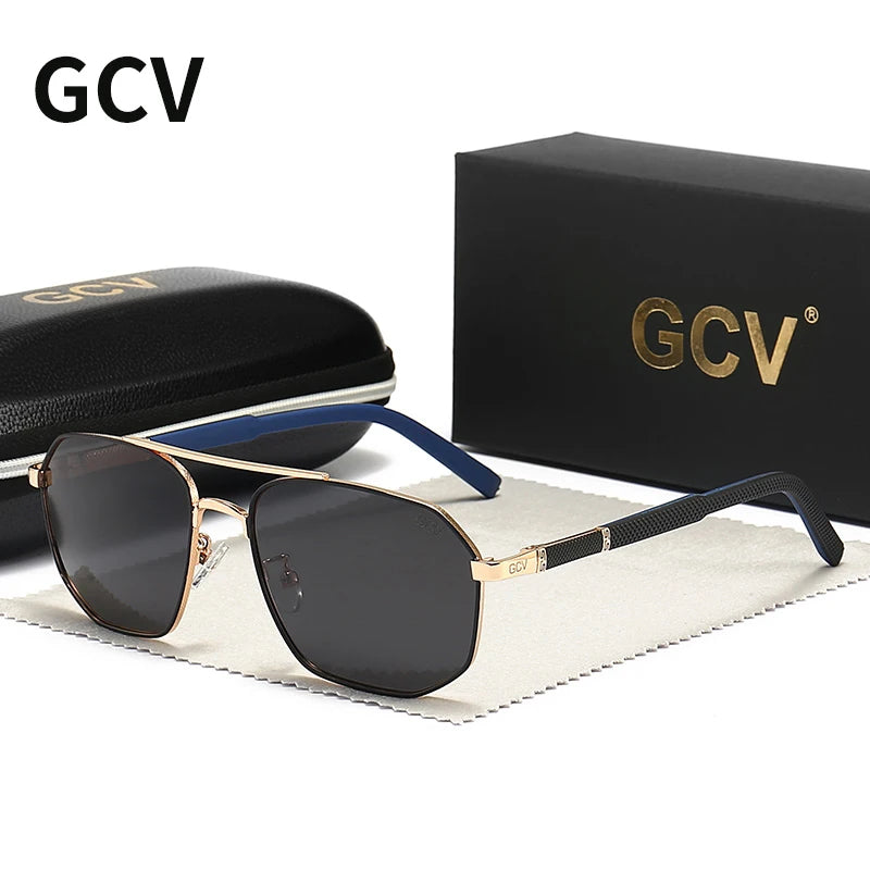 GCV Brand Classic Pilot Square Polarized Sunglasses Metal Frame Men's Driving Male Sun Glasses Eyewear UV Blocking Luxury