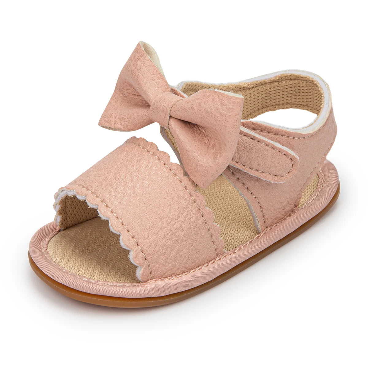 Newborn Classic Walking Shoes Summer Girls Breathable Sandals Pure Color Bowknot Garden Shoes Anti-slip Rubber Sole Baby Shoes