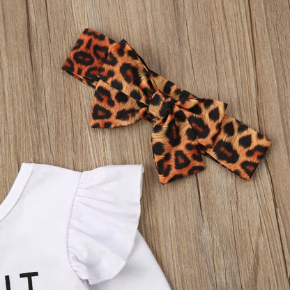 Citgeett Fall Autumn 3PCS Newborn Baby Girl Clothes Ruffle Romper Top Leopard Skirts Fall Outfits Set