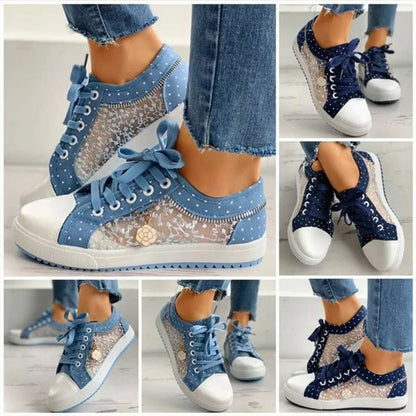 Girls Shoes Women Sneakers Spring/autumn 2024 New Denim Sneakers Woman Designer Zipper Student Sport Shoes Vulcan Espadrilles