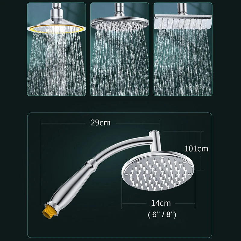 Bathroom 6 ”8 inch shower head ABS Chrome shower head water saving bathroom rain spa square handheld ELA087