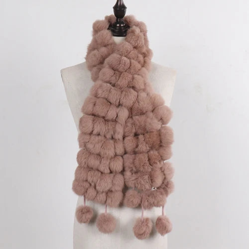 Women Winter Warm Real Rabbit Fur Scarf Hot Sale Natural Rabbit Fur Muffler 2024 Lady 100% Genuine Fur Scarves Wholesale Retail