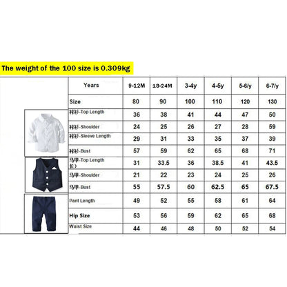 Gentleman Outfits Autumn Childrens Sets Christmas Baby Boys Business Suit Shirt+Vast+Pants Sets For Boys Formal Party 1 to 6 Age